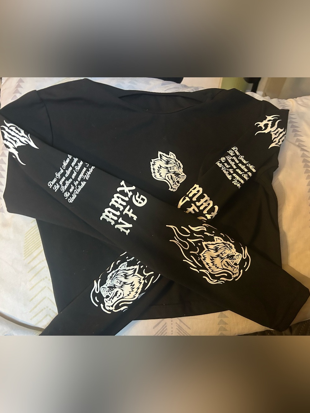 Darc Sport Black Long-Sleeve Tee with White Wolf Graphics